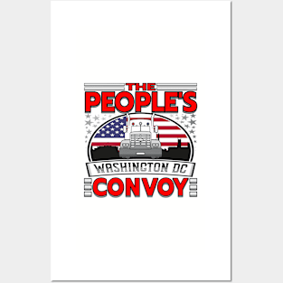 PEOPLES CONVOY US FLAG WASHINGTON DC 2022 RED BLACK WASHINGTON DC SKYLINE IN BACKGROUND Posters and Art